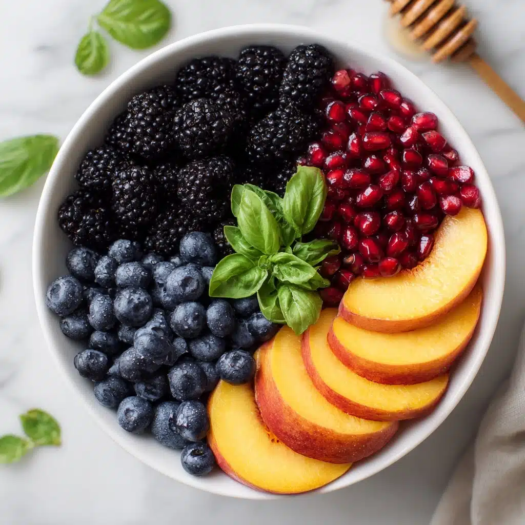 Honey Lime Basil Peach Fruit Salad Recipe - Recipe Image