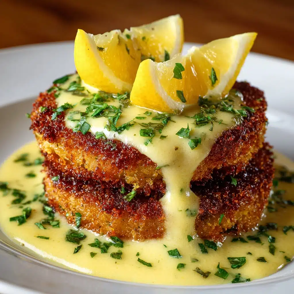 Lemon Pecorino Crusted Chicken with Creamy Lemon Sauce Recipe - Recipe Image