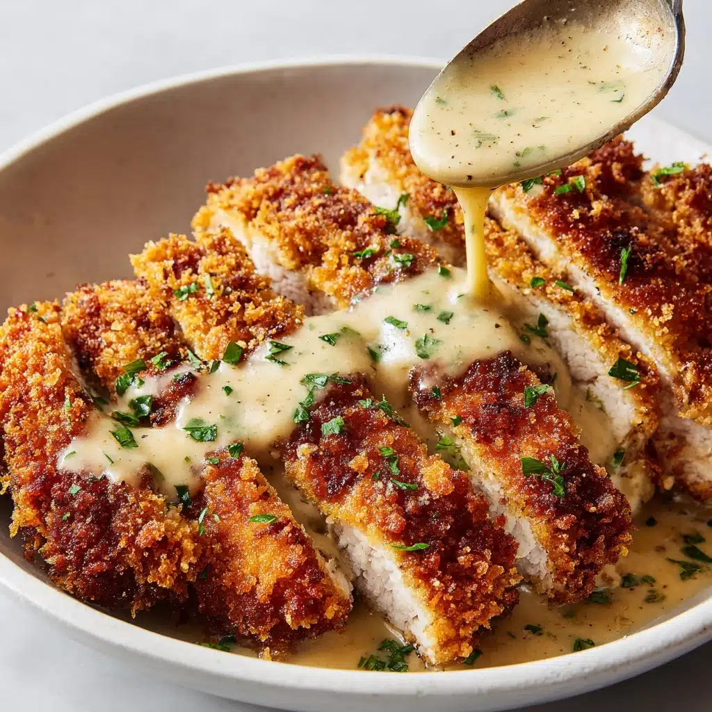 Parmesan Crusted Chicken with Creamy Garlic Sauce Recipe - Recipe Image