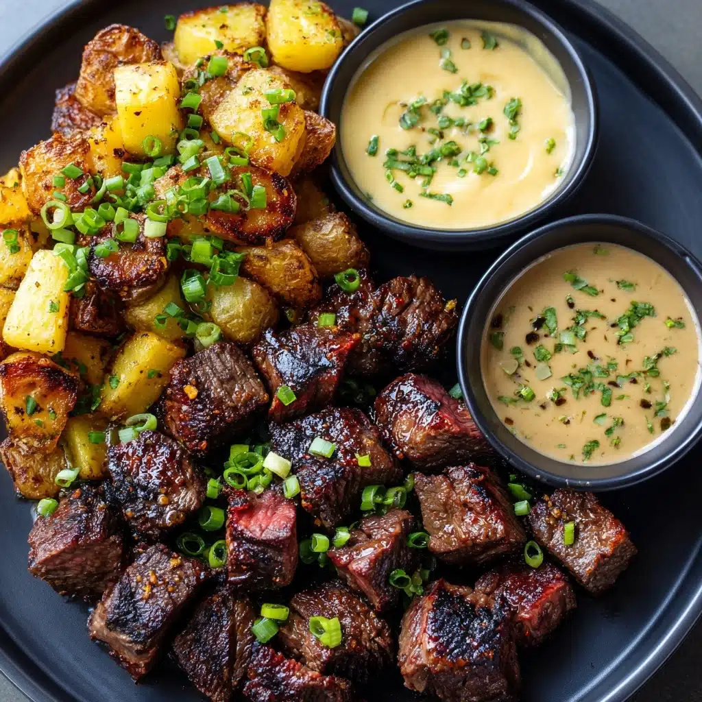 Garlic Butter Steak Bites and Smashed Potatoes Recipe - Recipe Image