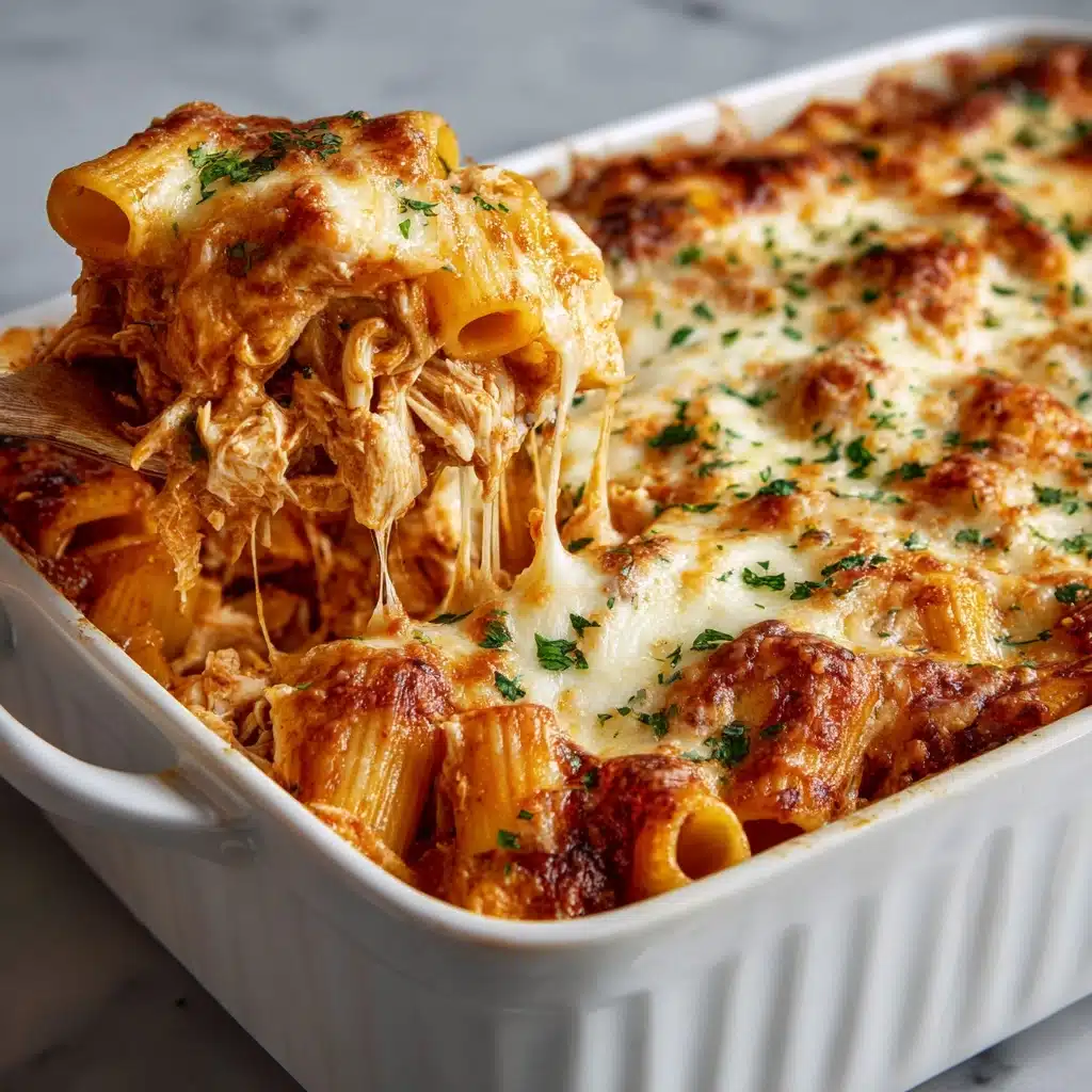 Cheesy Baked Chicken Rigatoni Pasta Recipe - Recipe Image