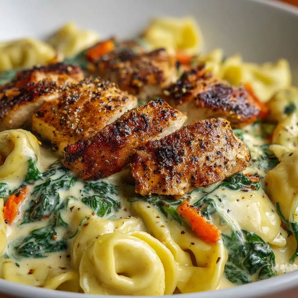 Cheesy Garlic Parmesan Chicken Tortellini with Spinach in Creamy Sauce Recipe