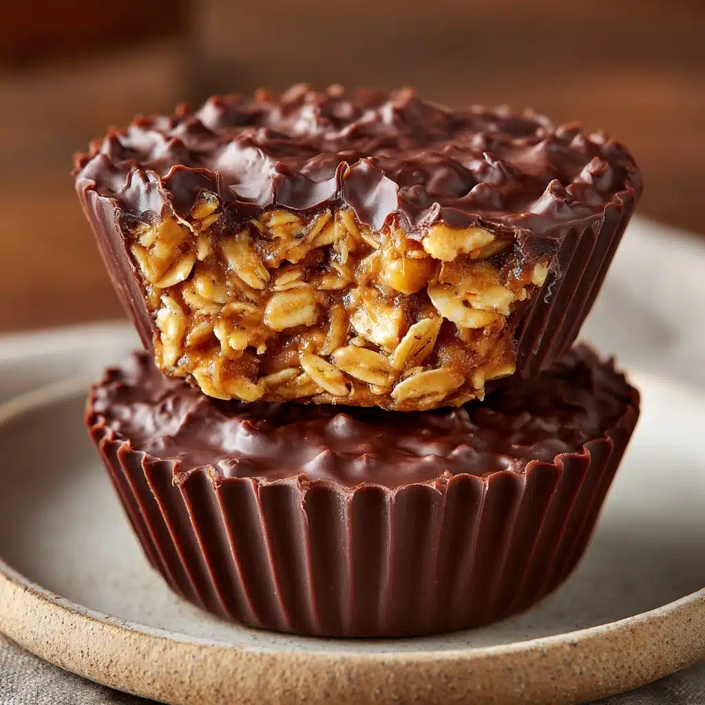 Easy No-Bake Peanut Butter Oat Cups with a Chocolate Topping Recipe - Recipe Image