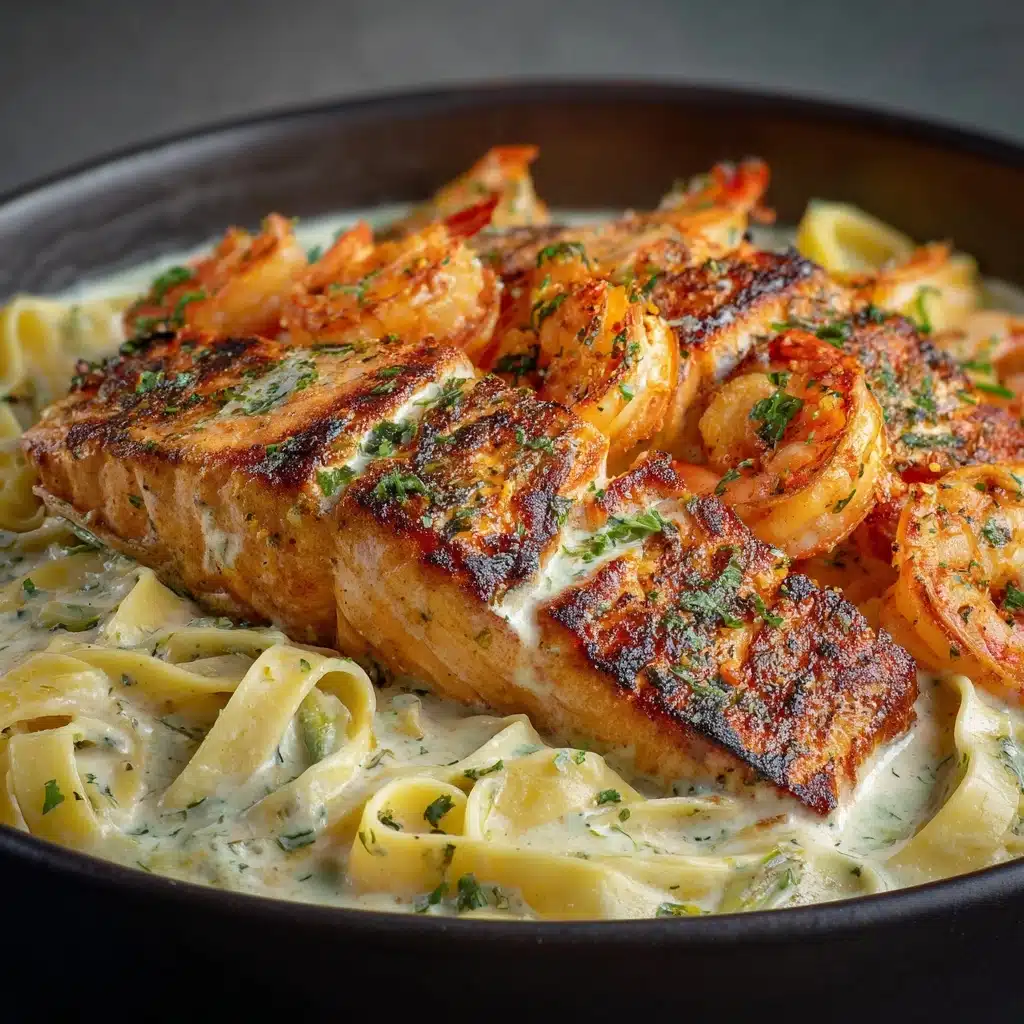 Salmon and Shrimp Alfredo with a Twist Recipe - Recipe Image