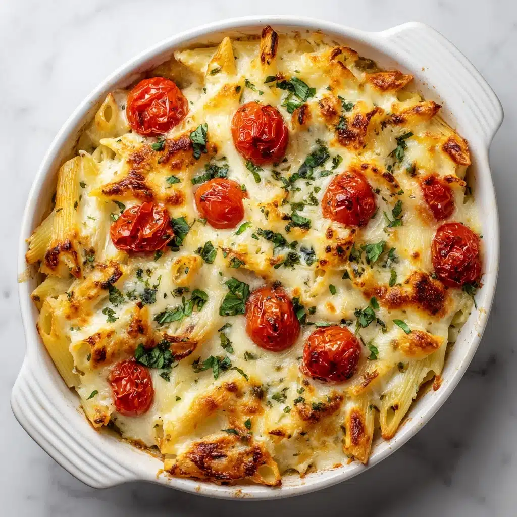 Creamy Pasta Bake with Cherry Tomatoes and Basil Recipe - Recipe Image