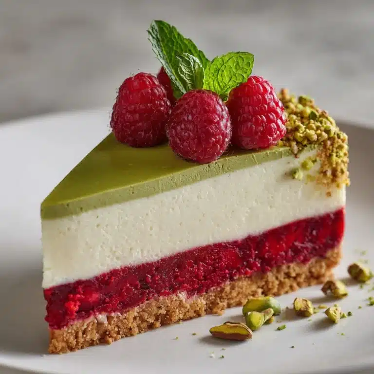 Elegant Pistachio Raspberry Crunch Cheesecake Recipe