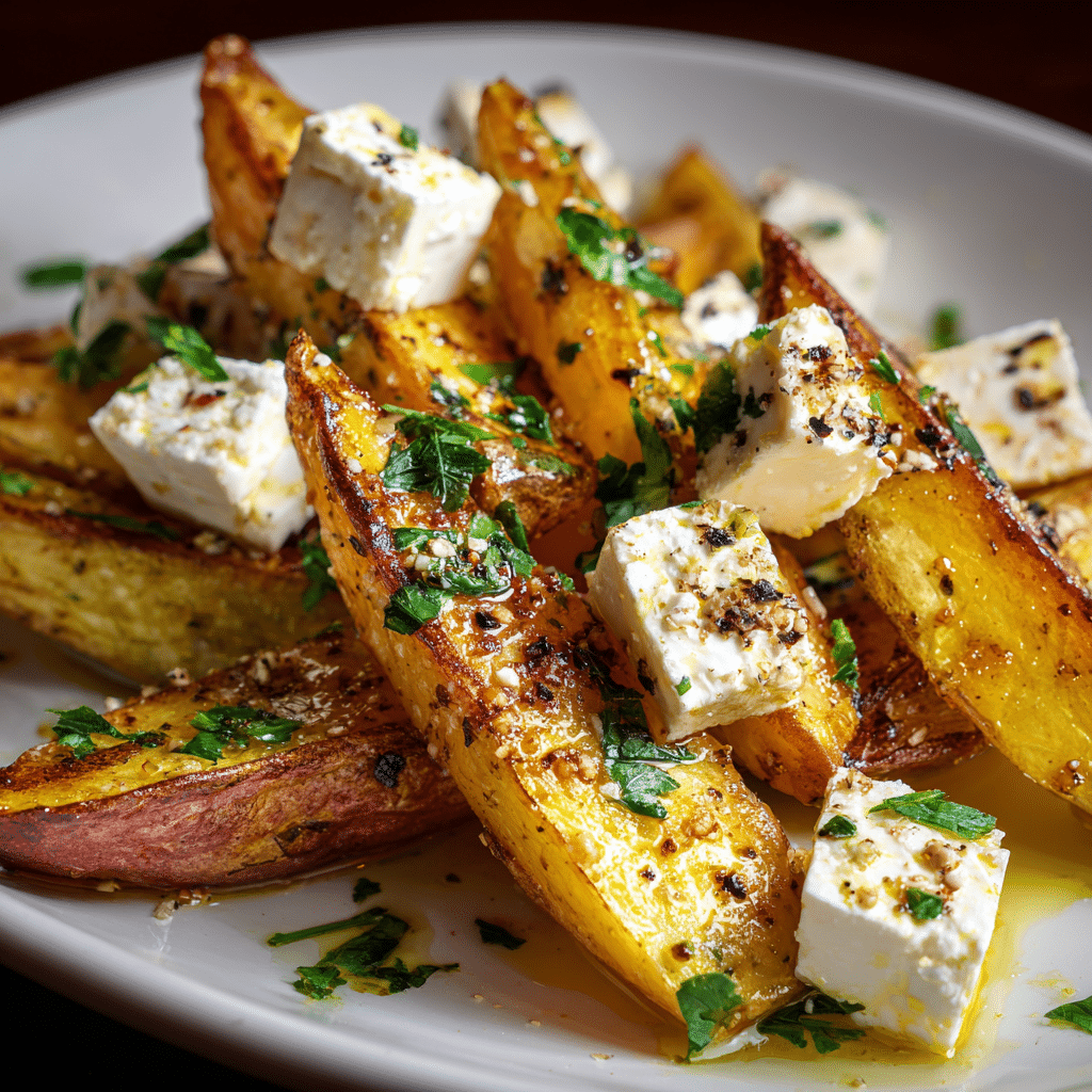 Roasted Potatoes with Baked Feta and Garlic Recipe