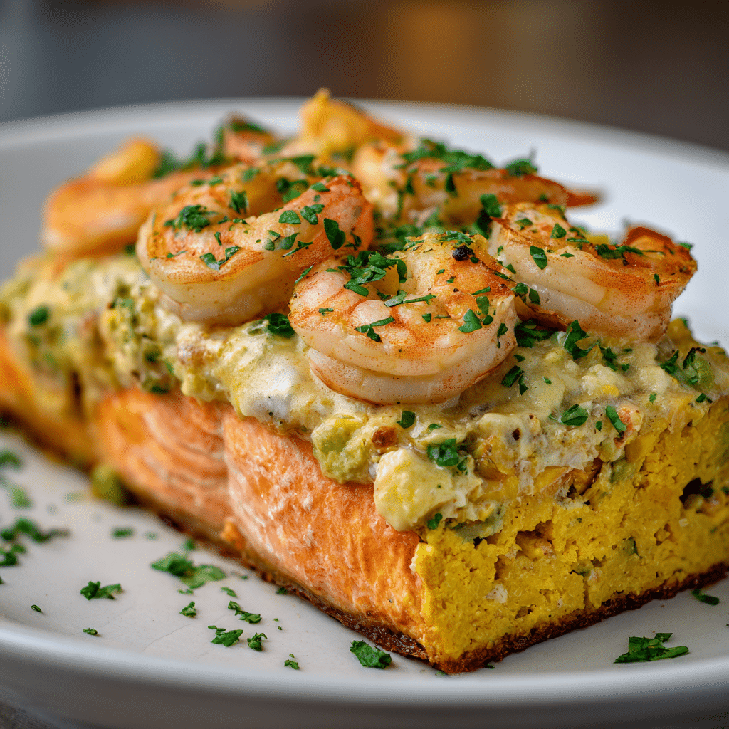 Crab and Shrimp Stuffed Salmon: A Decadent Dinner Recipe - Recipe Image