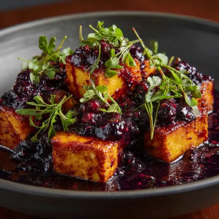 Blackberry Glazed Tofu with Black Pepper & Chili Recipe
