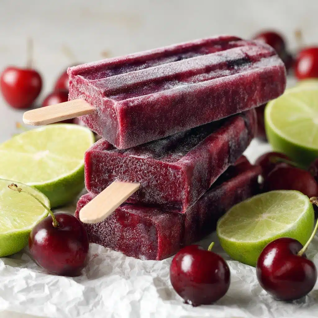 Cherry Lime Ice Pops Recipe - Recipe Image