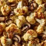 Garlicy Roasted Cauliflower & Mushrooms Recipe