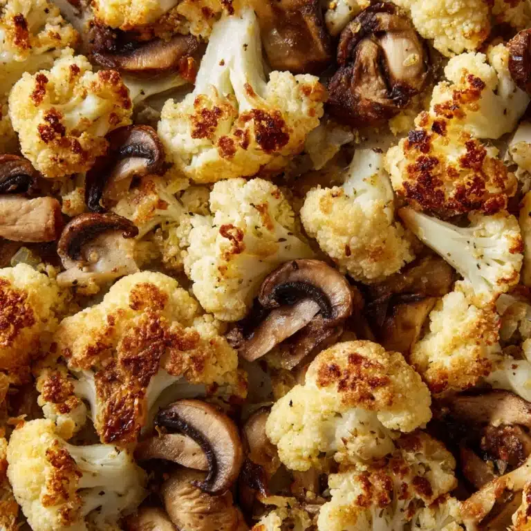 Garlicy Roasted Cauliflower & Mushrooms Recipe
