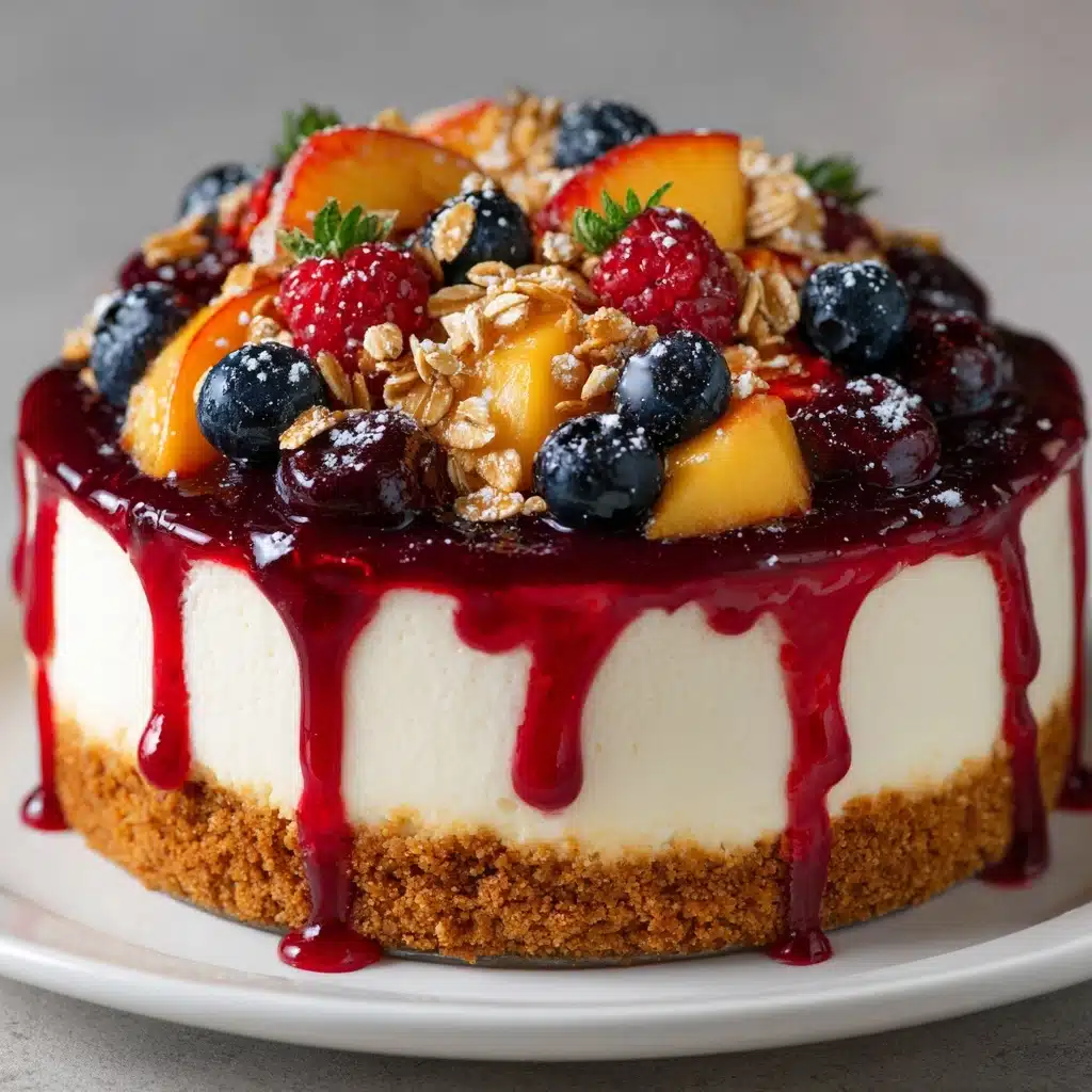 Summer Berry Peach Cheesecake Recipe - Recipe Image