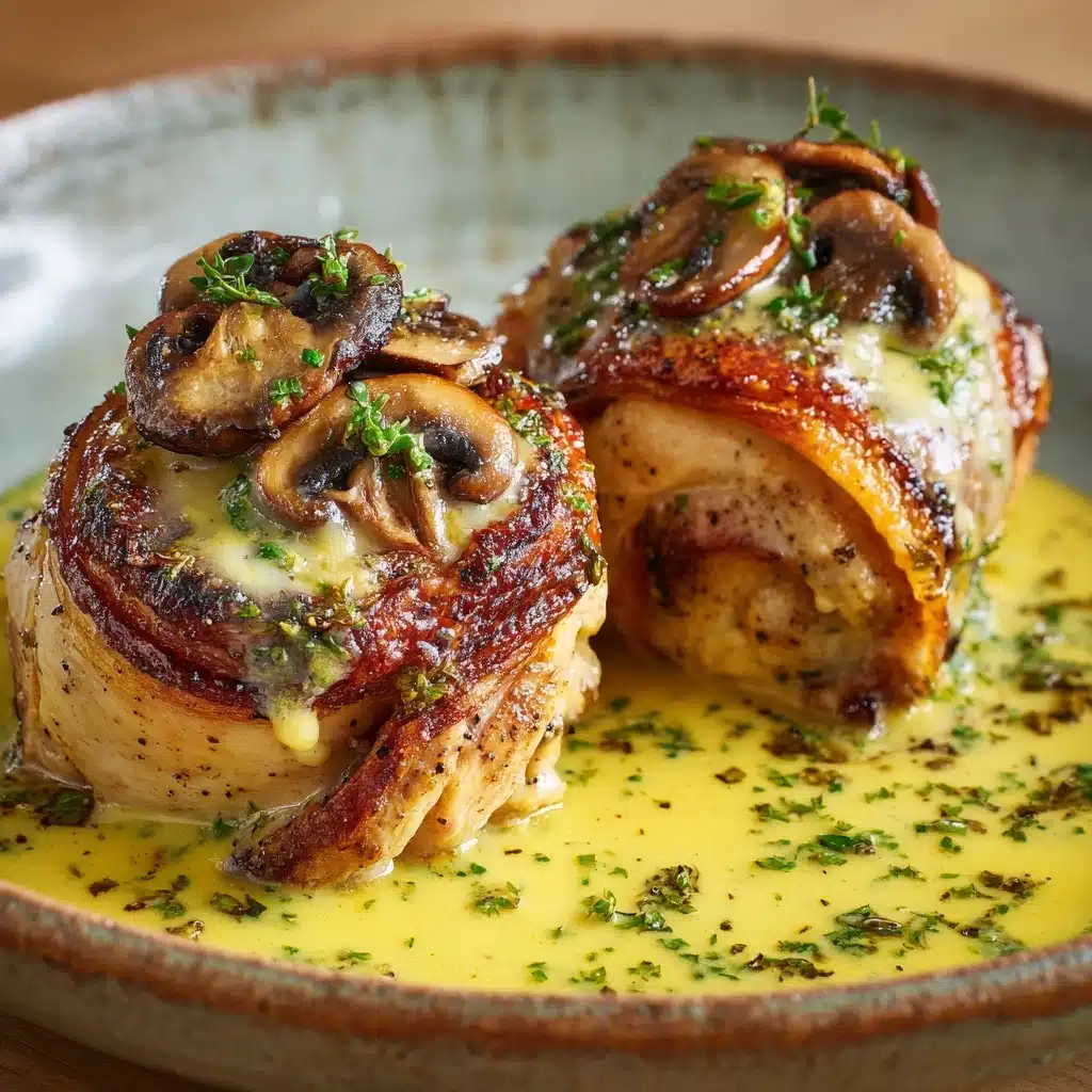 Cheesy Garlic Butter Mushroom Stuffed Chicken Recipe - Recipe Image