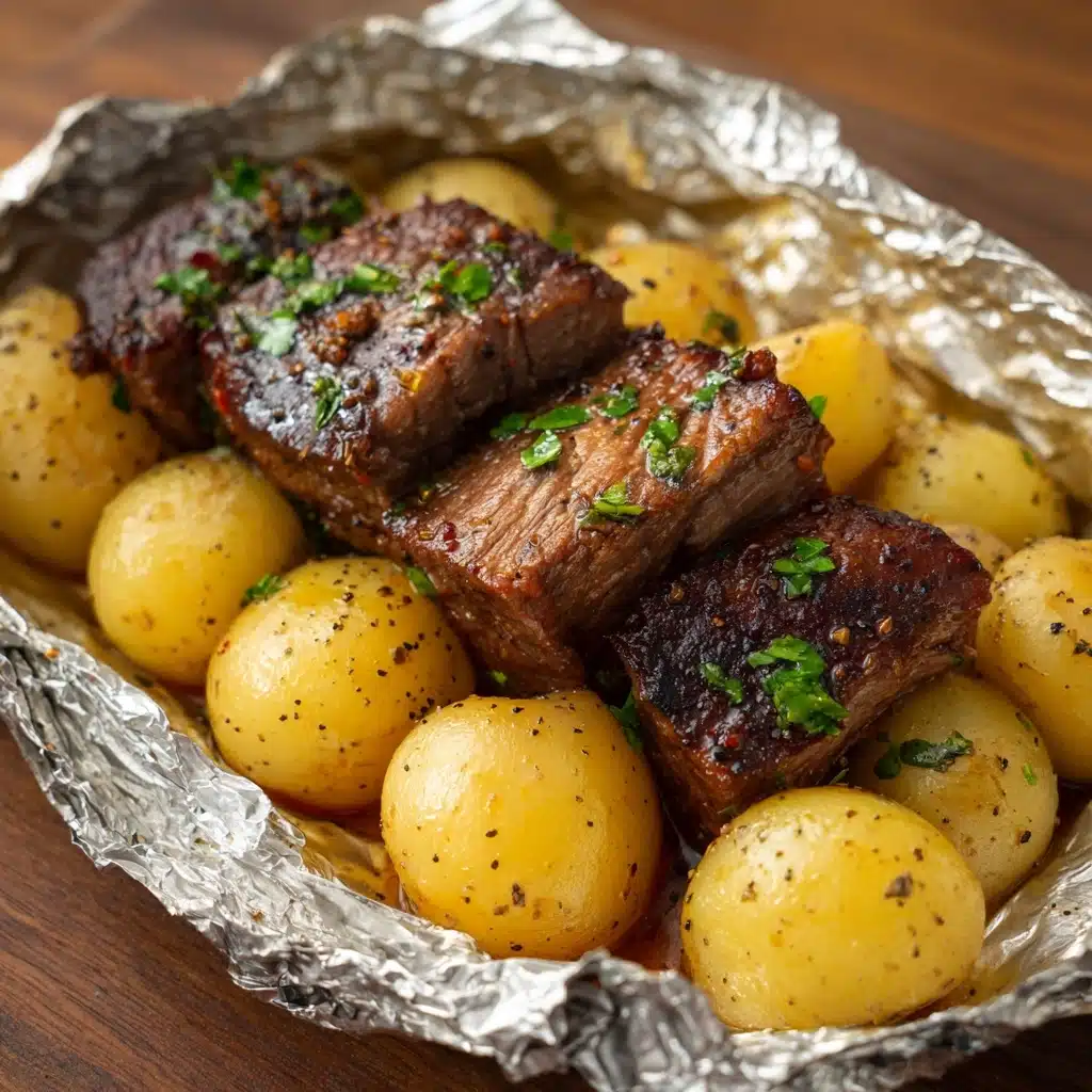 Garlic Steak and Potato Foil Packs Recipe - Recipe Image