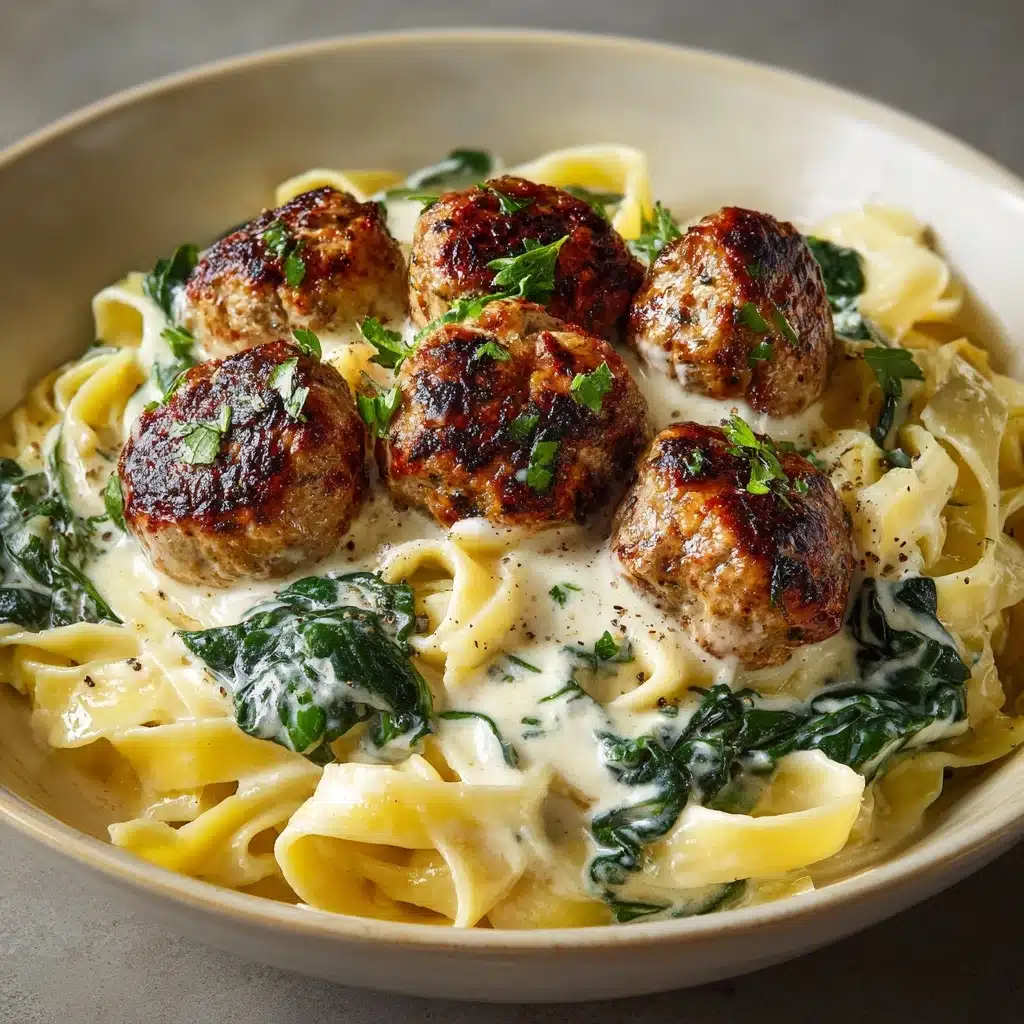 Chicken Ricotta Meatballs in Spinach Alfredo Sauce Recipe - Recipe Image