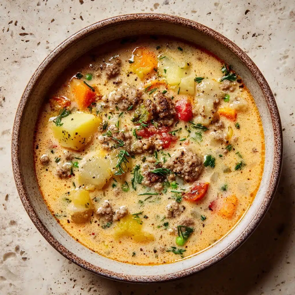 Creamy Slow Cooker Cheeseburger Soup Recipe - Recipe Image