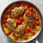 Creamy Pesto Chicken with Roasted Tomatoes Recipe