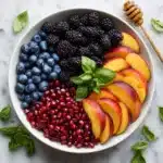 Honey Lime Basil Peach Fruit Salad Recipe