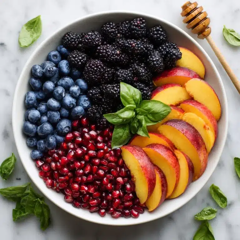 Honey Lime Basil Peach Fruit Salad Recipe