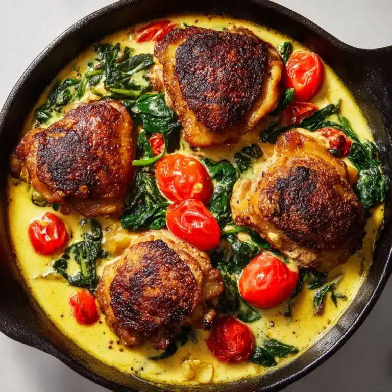 Creamy Pesto Chicken with Roasted Tomatoes and Spinach Recipe