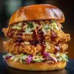 Fried Buffalo Chicken Sandwiches with Blue Cheese Slaw Recipe