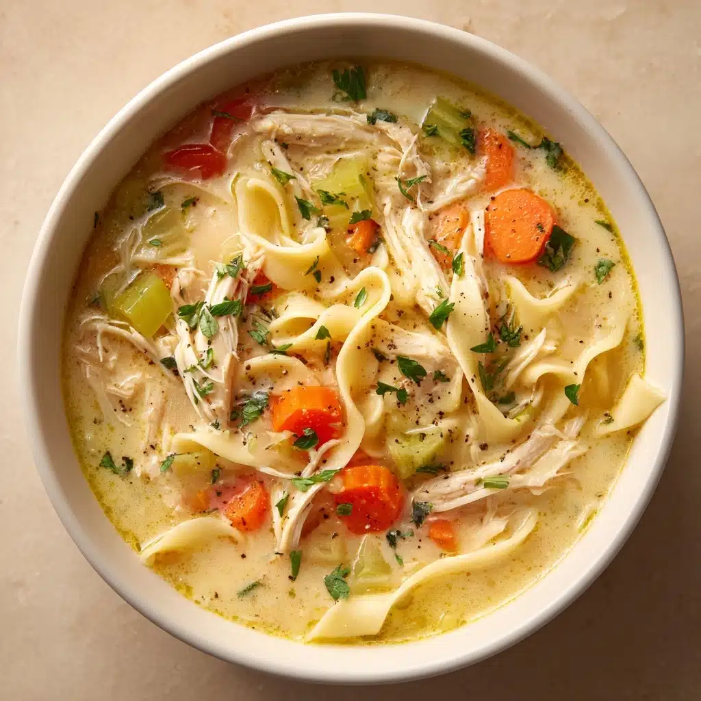 Creamy Lemon Chicken Noodle Soup Recipe - Recipe Image