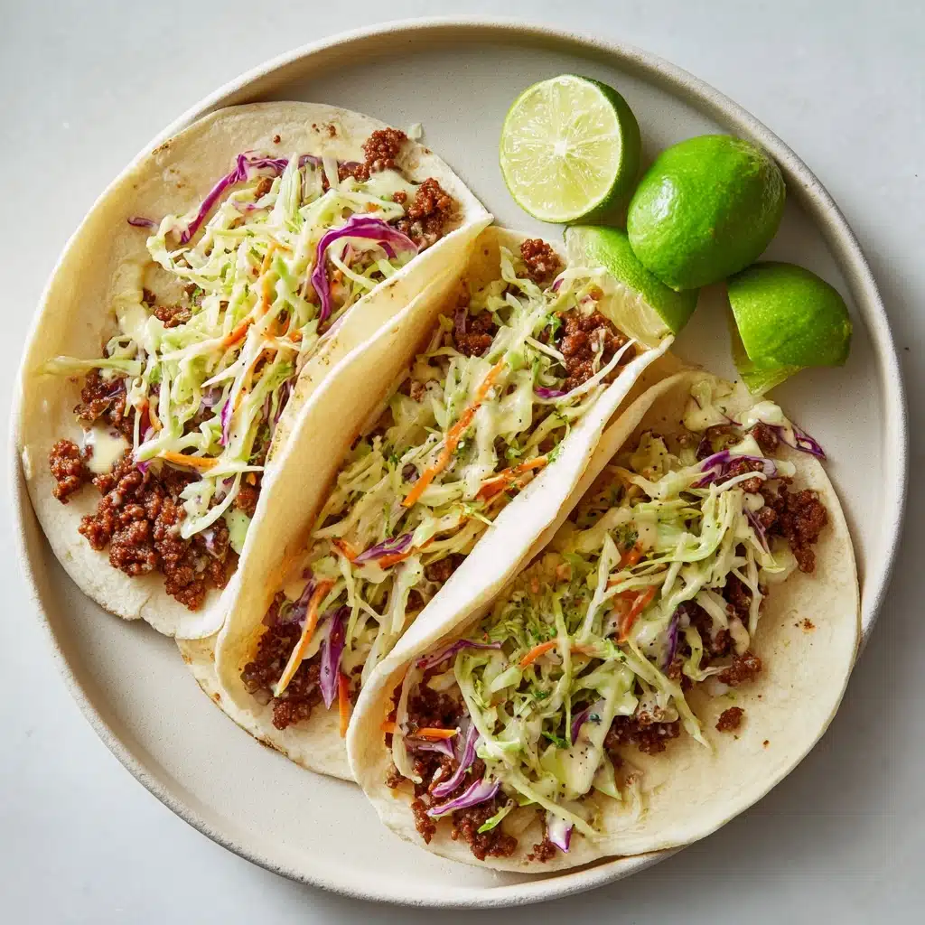 Beef Tacos with Peach Vinegar Slaw Recipe - Recipe Image
