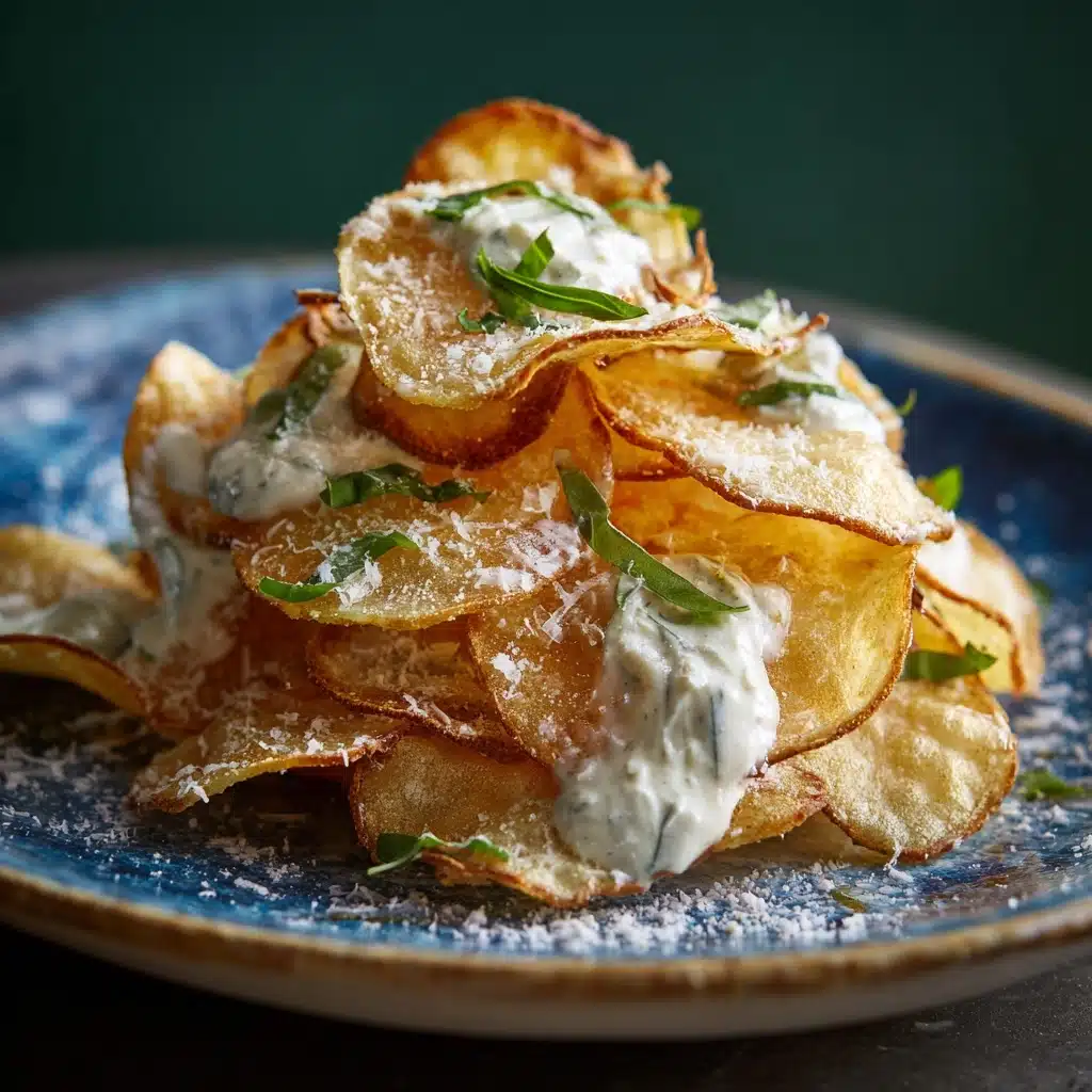 Homemade Potato Chips with Gorgonzola Cheese Sauce Recipe - Recipe Image