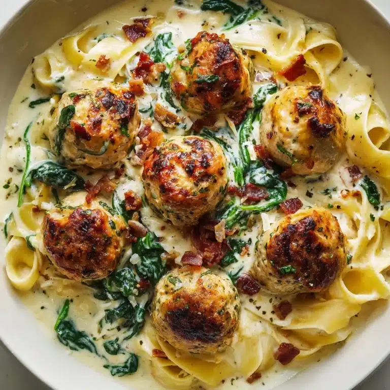 Baked Chicken Ricotta Meatballs with Spinach Alfredo Sauce Recipe