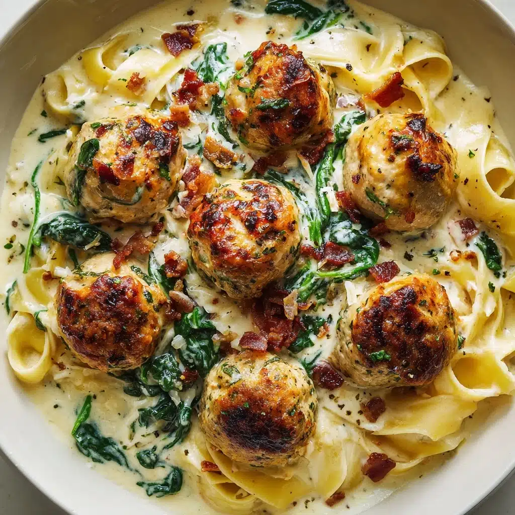 Baked Chicken Ricotta Meatballs with Spinach Alfredo Sauce Recipe