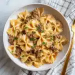 Creamy Ground Beef and Bowtie Pasta Recipe