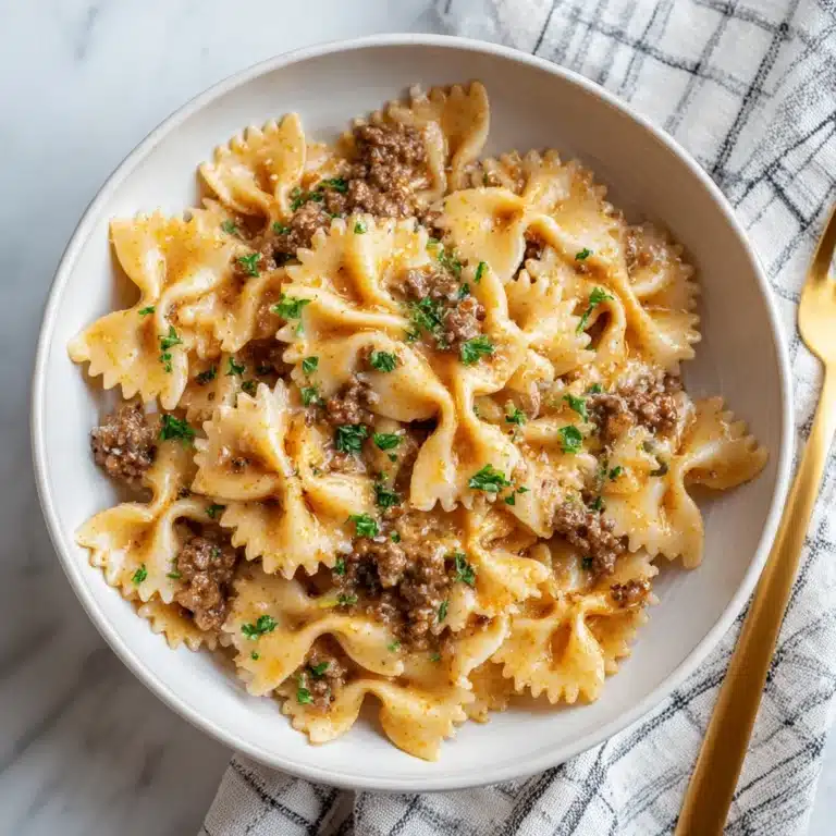 Creamy Ground Beef and Bowtie Pasta Recipe