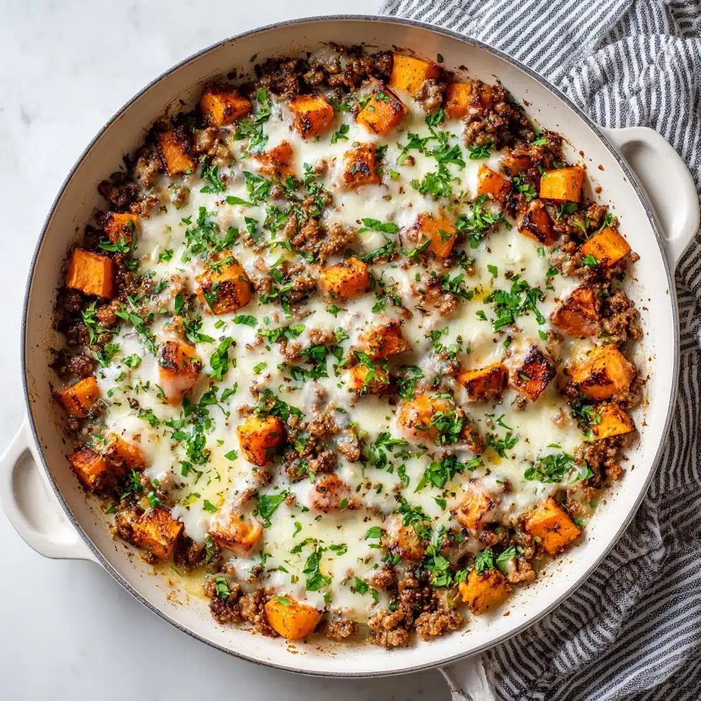 Cheesy Turkey and Sweet Potato Skillet Recipe - Recipe Image