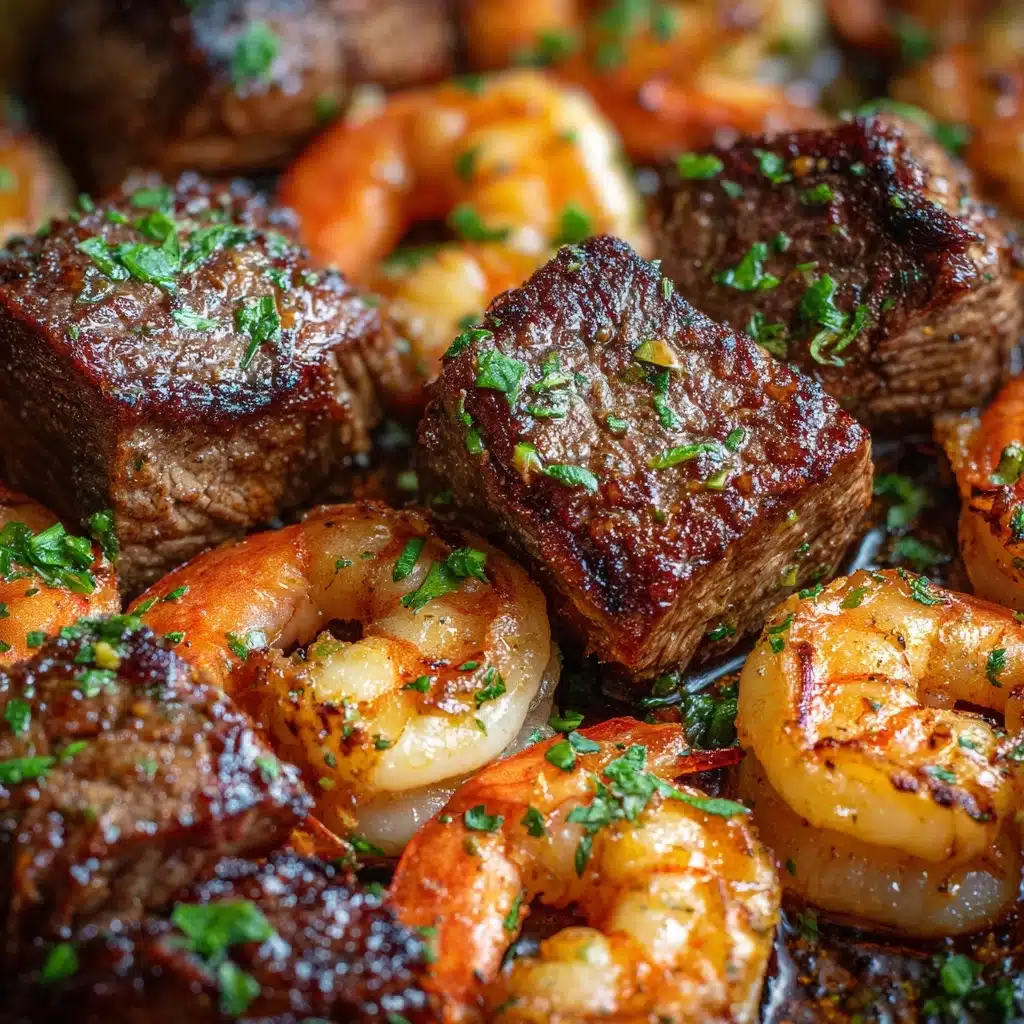 Garlic Butter Steak Bites and Shrimp Skillet Recipe - Recipe Image