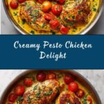 Creamy Pesto Chicken with Roasted Tomatoes Recipe