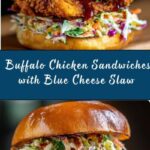 Fried Buffalo Chicken Sandwiches with Blue Cheese Slaw Recipe