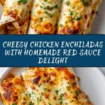Cheesy Chicken Enchiladas with Homemade Red Sauce Recipe