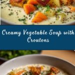 Creamy Vegetable Soup with Croutons Recipe