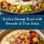 Grilled Shrimp Bowl with Avocado, Corn Salsa & Creamy Garlic Sauce Recipe
