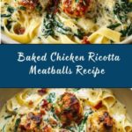 Baked Chicken Ricotta Meatballs with Spinach Alfredo Sauce Recipe
