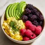 Power Breakfast Bowl with Scrambled Eggs, Avocado & Berries Recipe