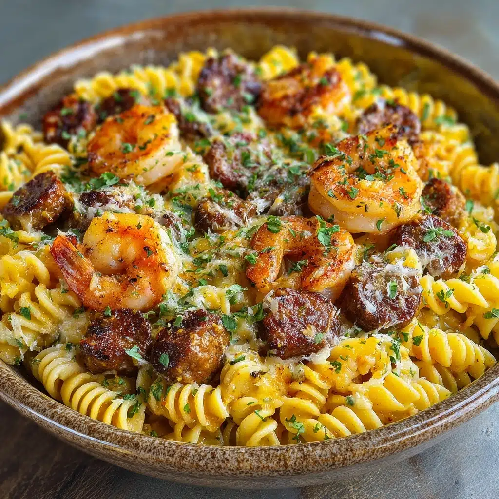 Garlic Butter Shrimp and Sausage Skillet Pasta Recipe - Recipe Image