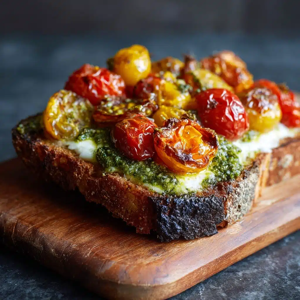 Open-Face Pesto (Cheddar and Tomato Baguette Sandwich) Recipe - Recipe Image
