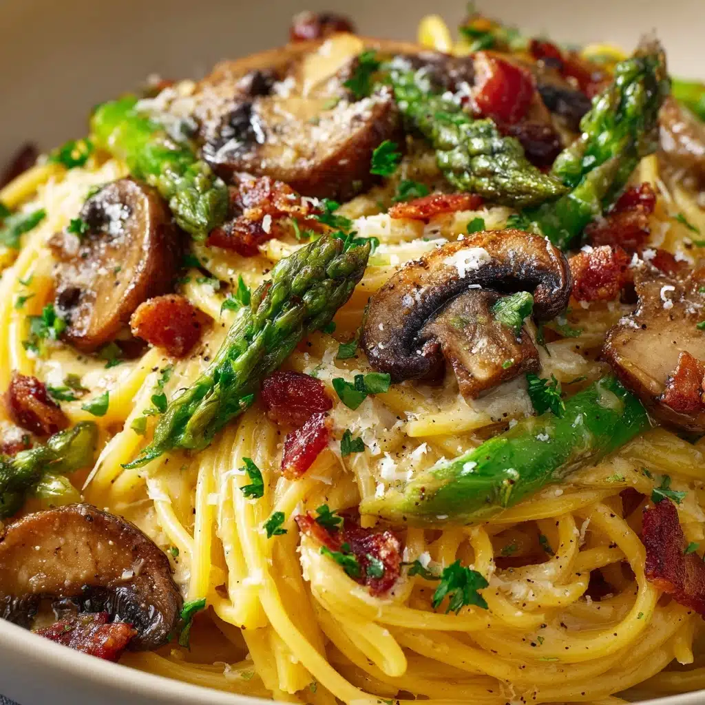 Roasted Asparagus and Mushroom Carbonara Recipe - Recipe Image