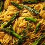 Creamy Orzo with Garlic Butter Asparagus Recipe