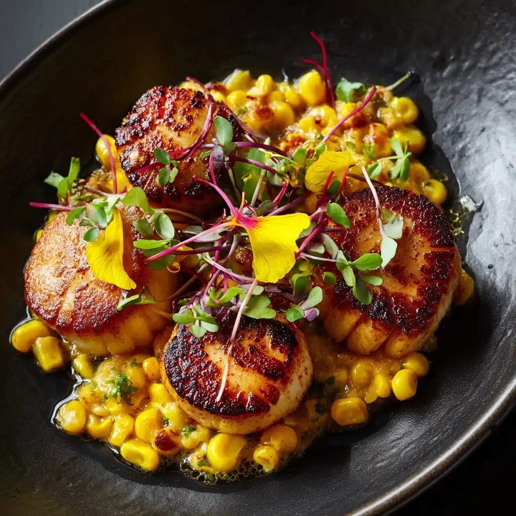 Seared Scallops with Smoky Sweet Corn Puree Recipe - Recipe Image