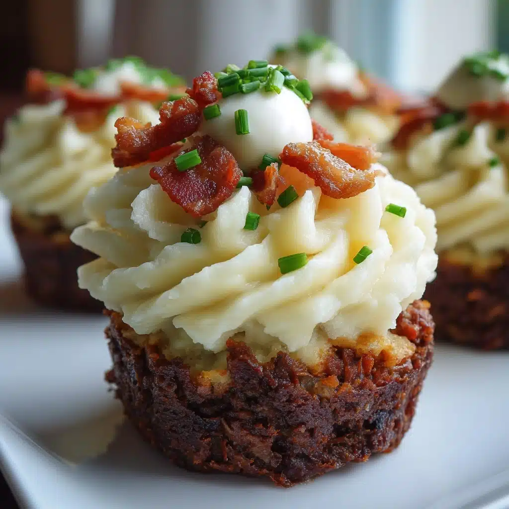 Mini Meatloaf Muffins with Mashed Potato Frosting Recipe - Recipe Image