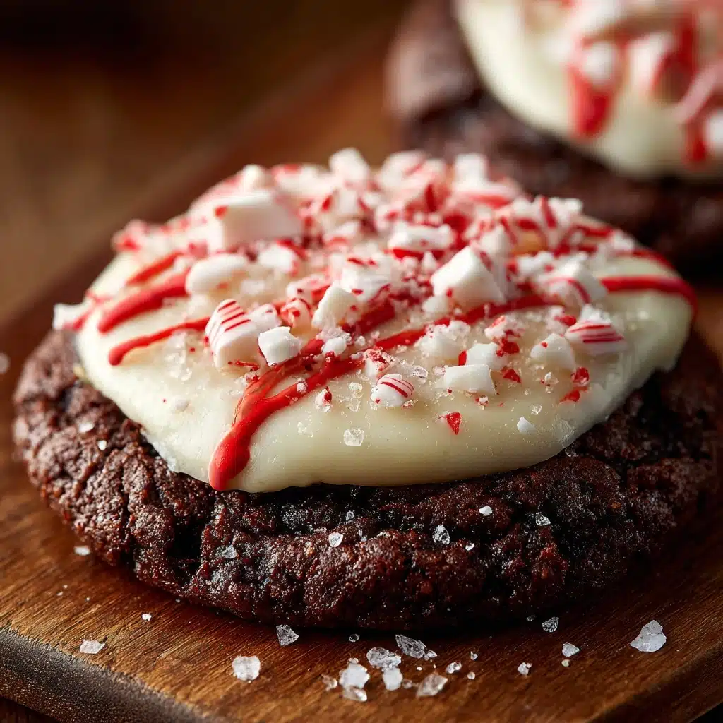 White Chocolate Dipped Peppermint Chocolate Cookies Recipe - Recipe Image