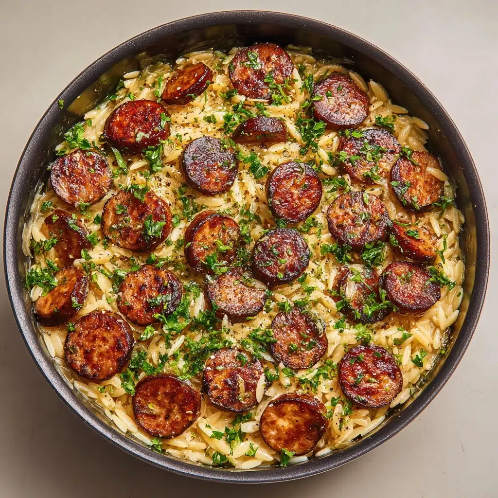 Creamy Chicken Sausage Orzo Recipe - Recipe Image